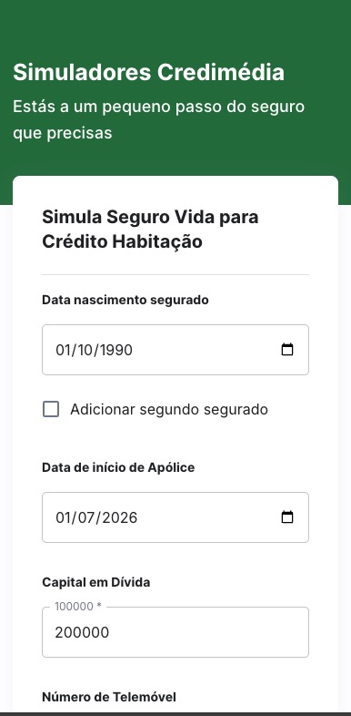 Simulador Credimédia no telemóvel